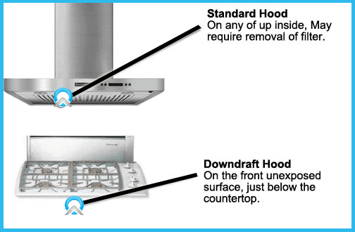 range hood model number locator